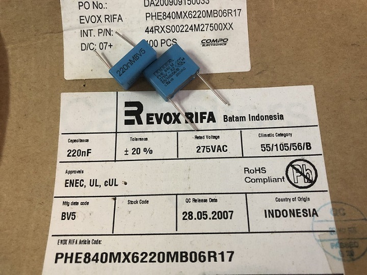 PHE840MX6220MB06R17, Kemet, Stock, Capacitor