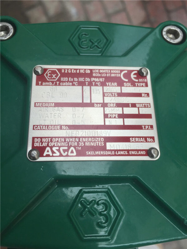 Stock, ASCO, B210D189NVD2, NFB210D189V, 24VDC, 25mm, 1 inch NPT, New - 图片 2