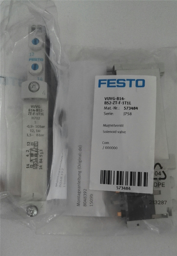 VUVG-B14-B52-ZT-F-1T1L, 573484, Festo, Stock, Solenoid Valve