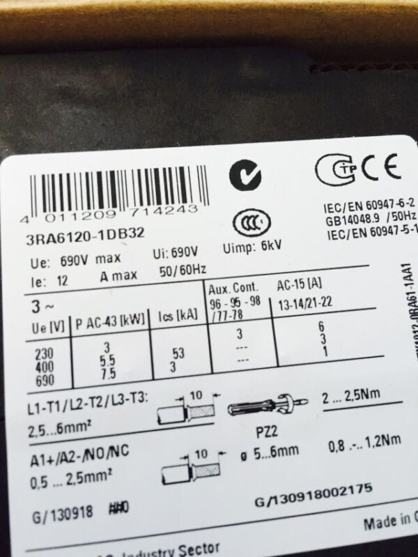 Stock, Siemens, 3RA6120-1DB32,  3ZX1012-0RA61-1AA1, Motor Starter, New - 图片 3