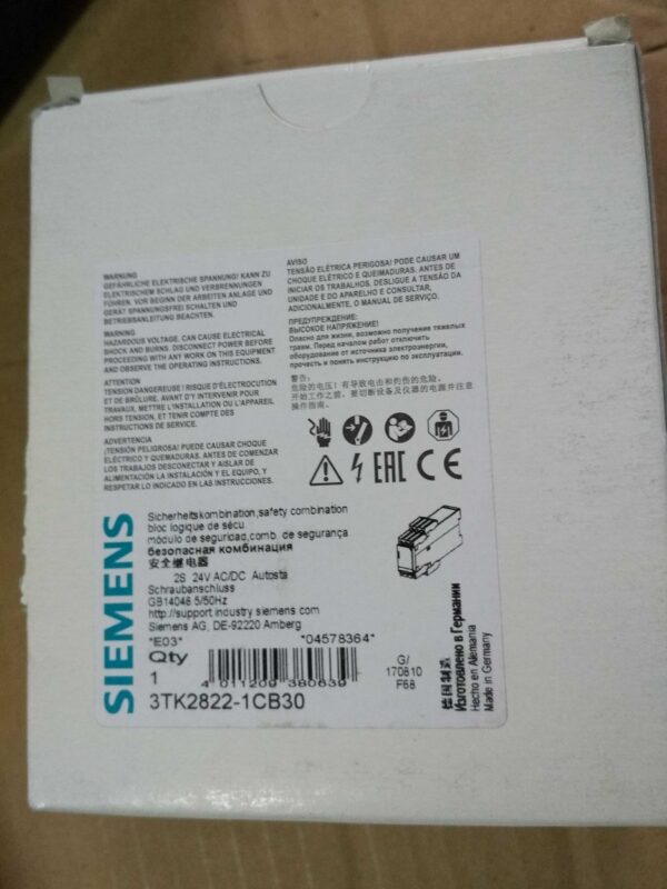 Stock, Siemens, 3TK2822-1CB30, Safty Relay, New