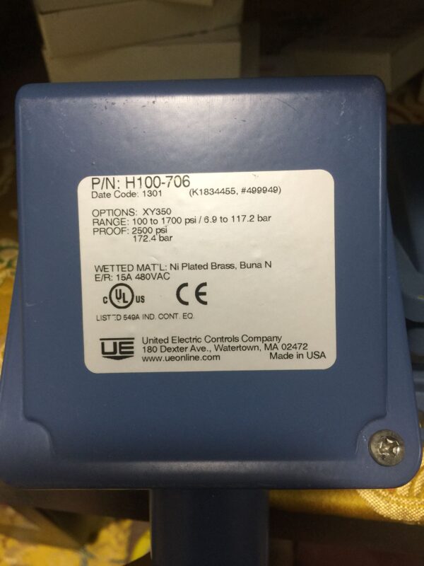 Stock, United Electric Control, UE, H100-706, New