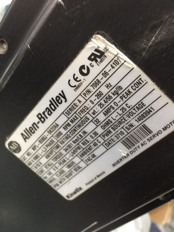 Stock, Allen-Bradley, MPL-B580J-SK22AA, Used - 图片 2