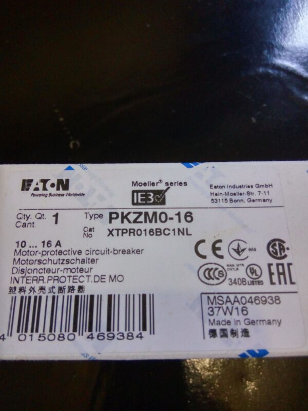 Stock, Eaton, PKZM0-16  10-16A, New - 图片 2