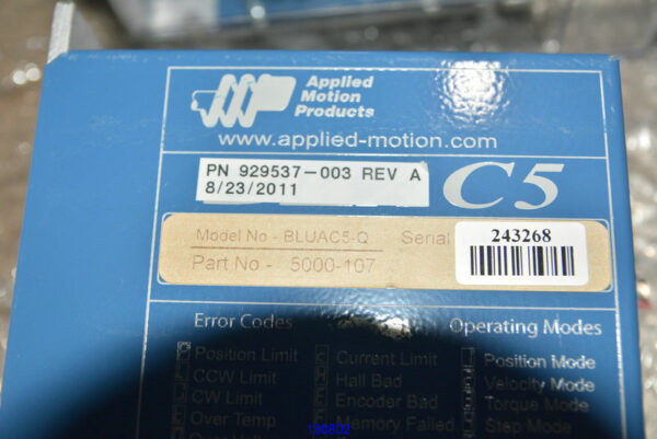 Stock, Applied Motioin, Servo Controller, BLUAC5-Q, 5000-107, 929537-003, Used - 图片 3