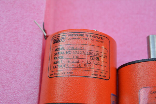 Stock, Vacuum General, Capacitance Diaphragm Gauge, CMLA-21, 100 Torr, Used - 图片 2