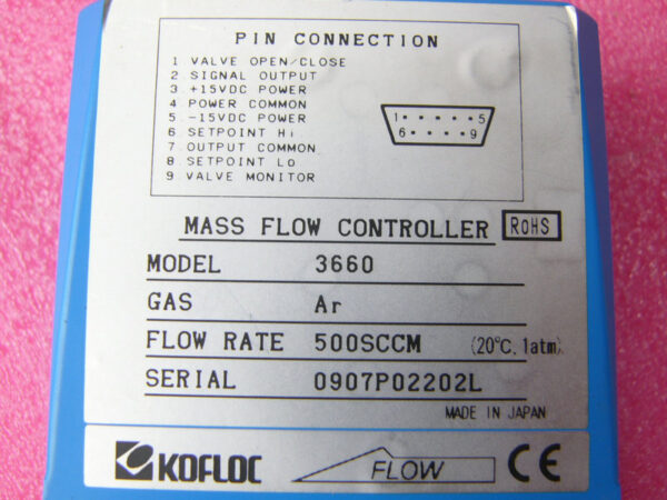 Stock, KOFLOC 3660, Gas: Ar, 500 SCCM, Used - 图片 3