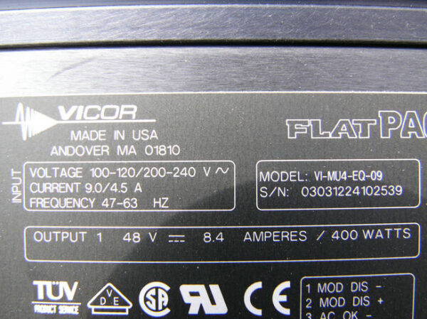 Stock, Vicor, VI-MU4-EQ-09, 48V, 8.4A, 400W, Used - 图片 3