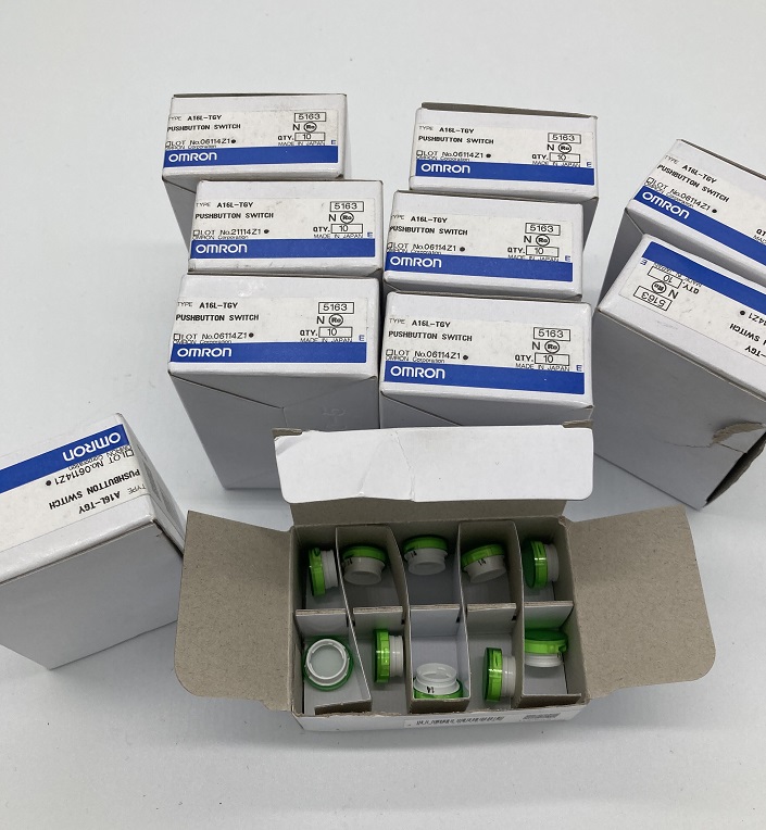 Excess Stock, OMRON Pushbutton Switch, A16L-TGY
