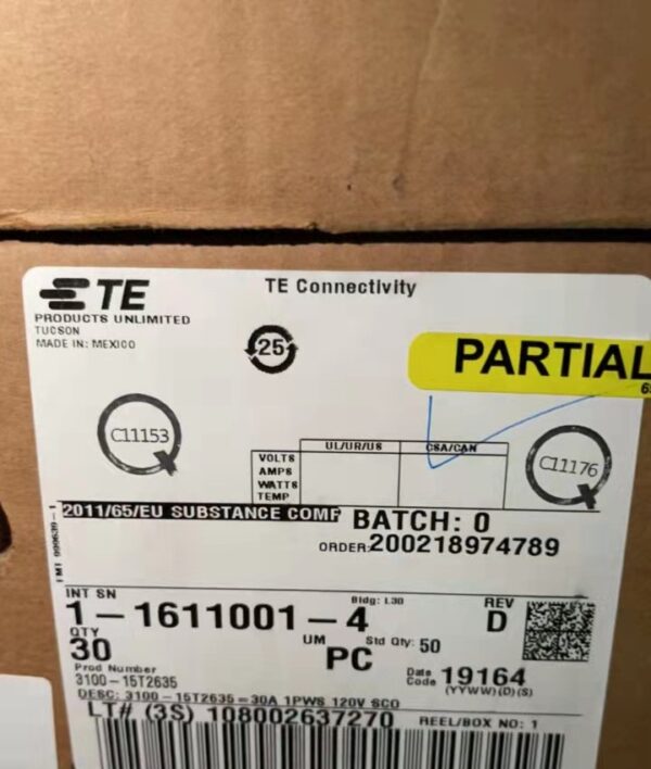 Excess Stock, Tyco, 1-1611001-4, 3100-15T2635, New - 图片 2