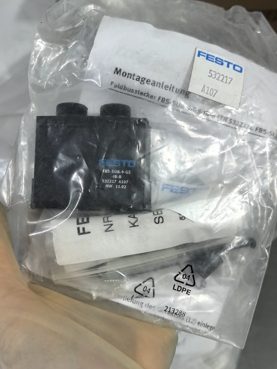 FESTO FBS-SUB-9-GS-IB-B Fieldbus Plug for Interbus,New and original,In stock