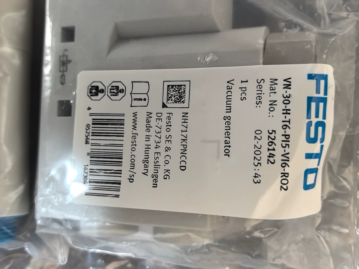FESTO VN-30-H-T6-PI5-VI6-RO2 Vacuum Generator,New and original,In stock