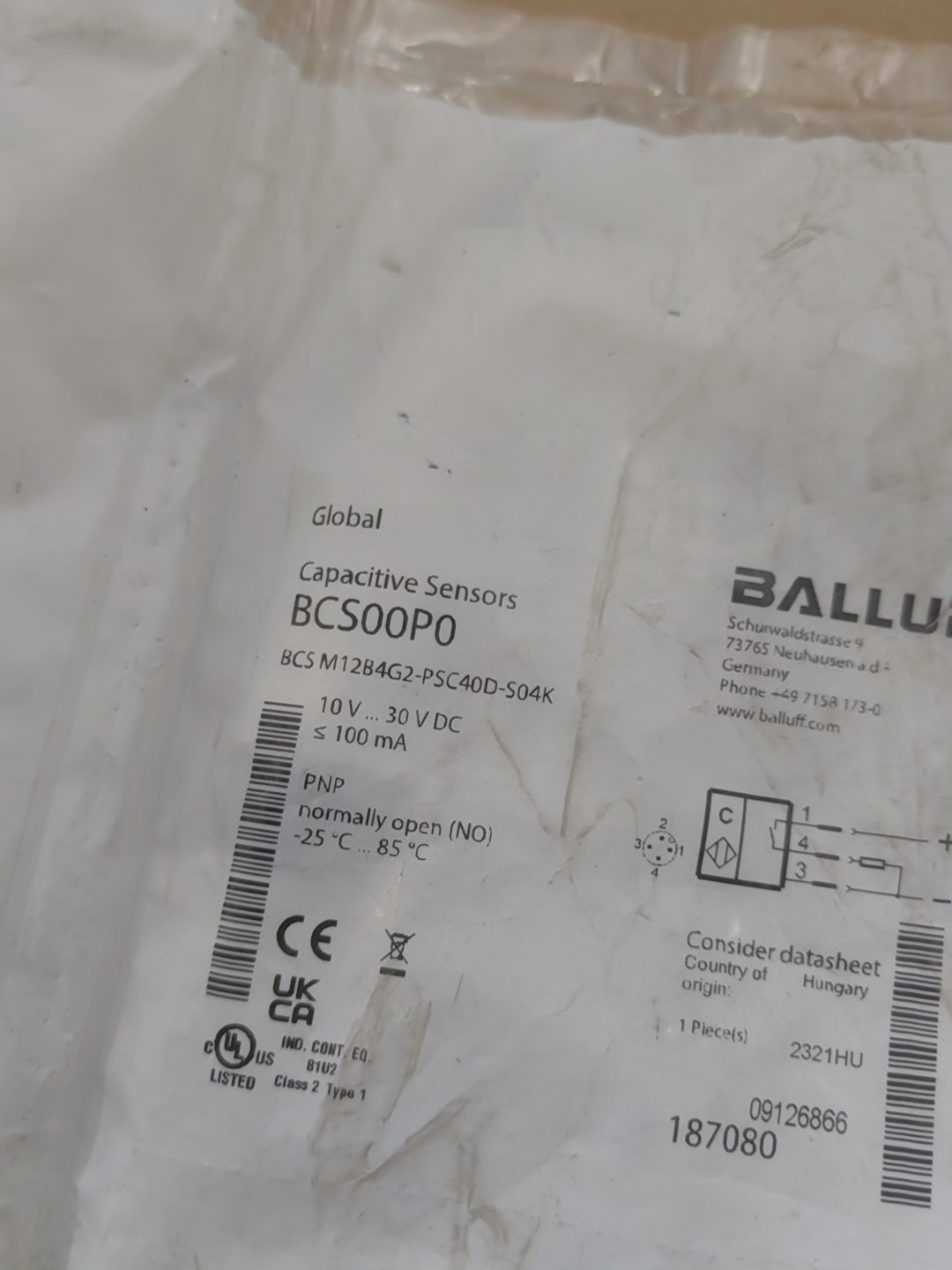BCS00P0 BCS M12B4G2-PSC40D-S04K,Used one,In stock
