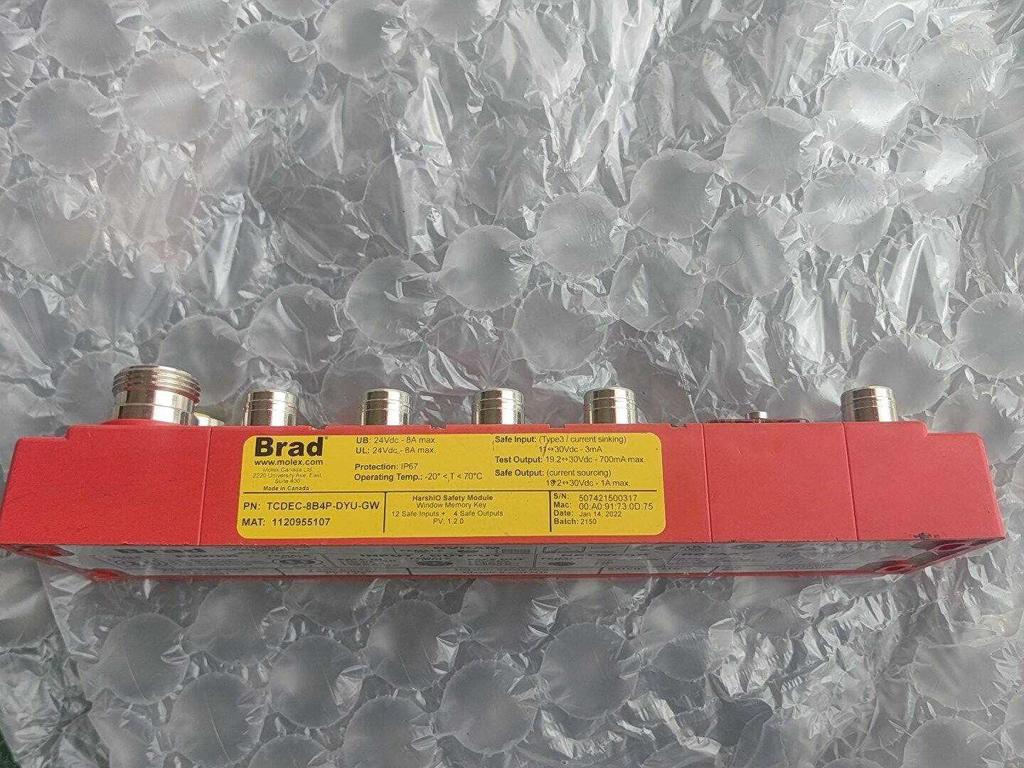 Brad Molex TCDEC-8B4P-DYU-GW,Used one,In stock