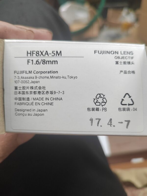 FUJINON LENS HF8XA-5M 1:1.6/8mm,New and original,In stock